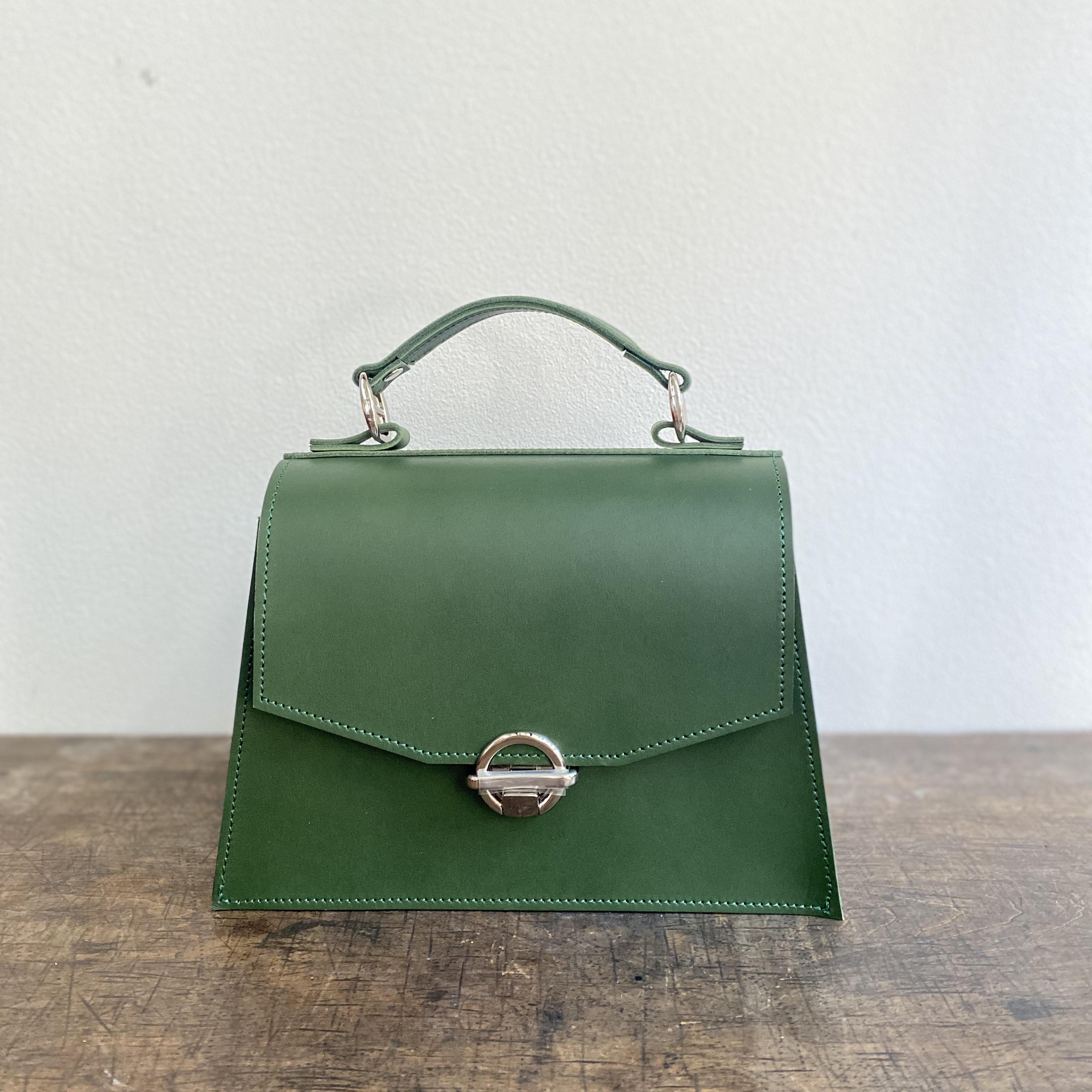 【深緑】ハンディラグ　2way　ショルダーストラップ　栃木レザー　全３色