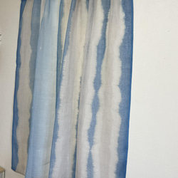 水色のギャザーカーテン＆暖簾 3枚目の画像