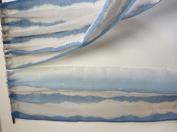 水色のギャザーカーテン＆暖簾 7枚目の画像