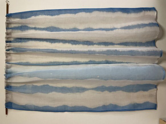 水色のギャザーカーテン＆暖簾 1枚目の画像