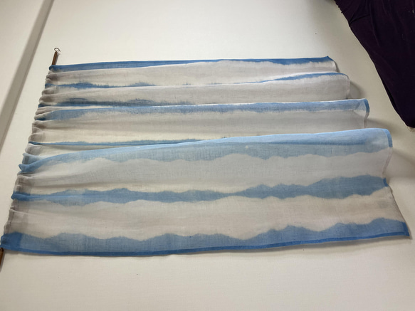 水色のギャザーカーテン＆暖簾 2枚目の画像