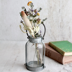 特集掲載！【ドライフラワーブーケ付き】男前吊り下げブリキのガラス