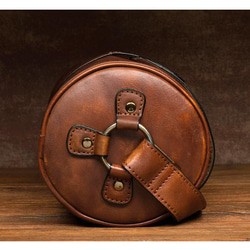 本革製ショルダーバッグ 植物タンニン鞣しメッセンジャーバッグ ヴィンテージシリンダーサッチェル ユニセックス 4枚目の画像