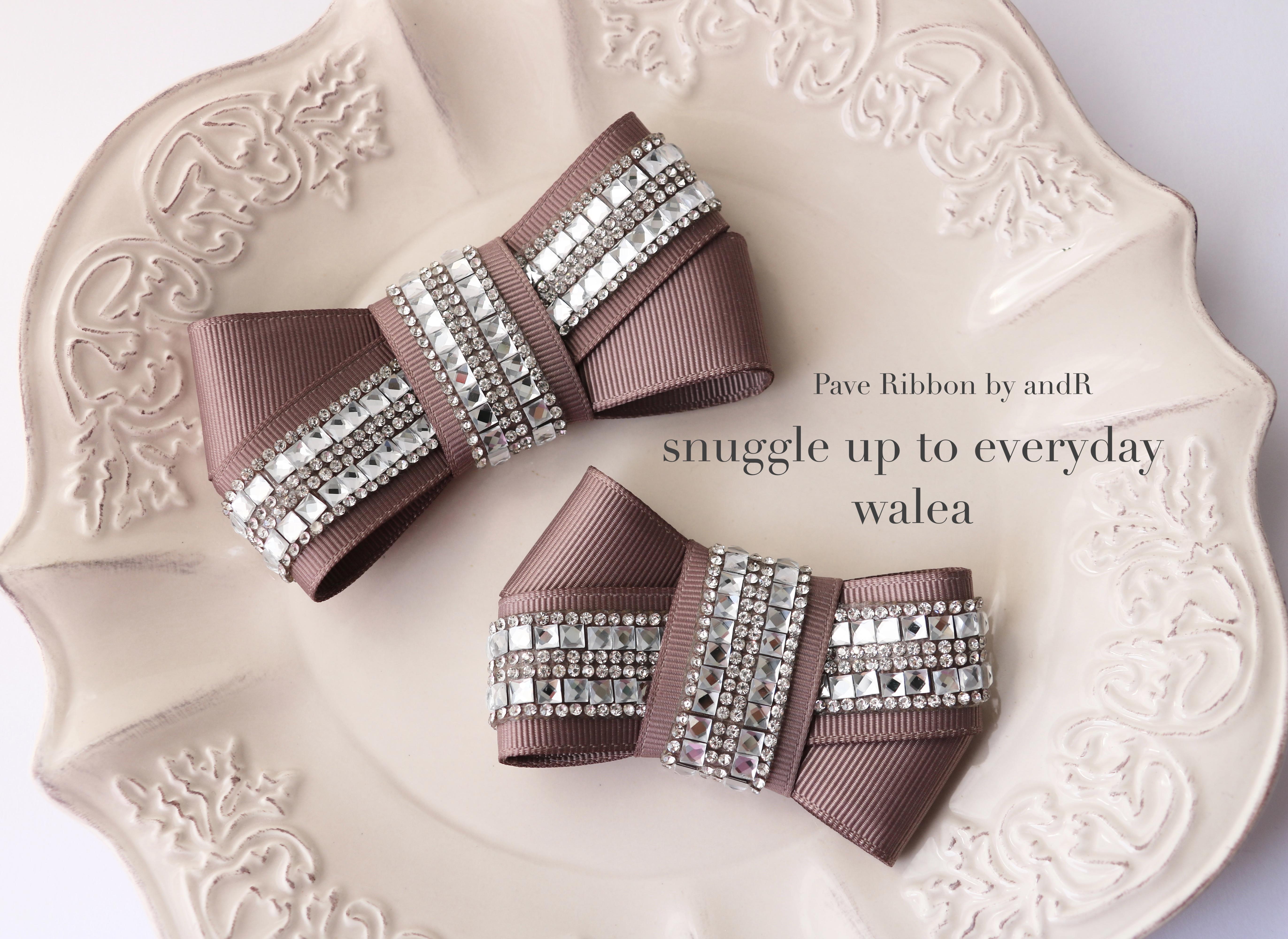 親子でお揃いも楽しめる2個セット　ショコラカラーがかわいい　パヴェリボン　ヘアゴム  シュシュ　Pave Ribbon