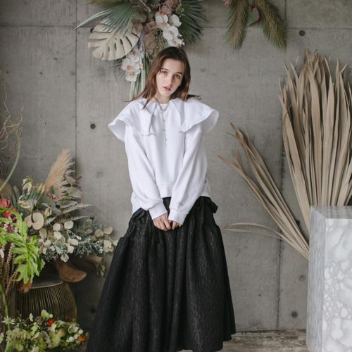 20%OFFセール リボンジャガードスカート（ブラック） フレア