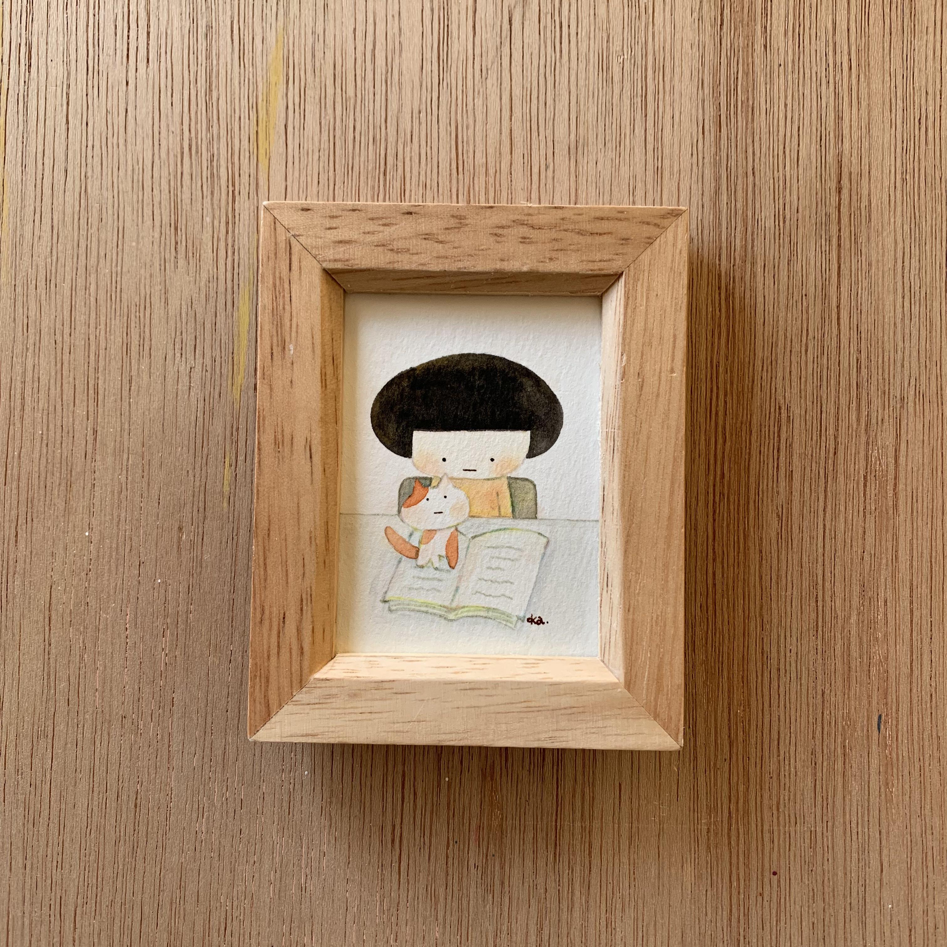 「猫と私の気持ち」ミニ額　原画
