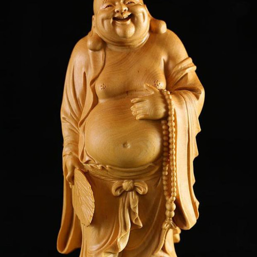 布袋様 七福神 木彫り仏像 仏教美術品 精密彫刻 仏教工芸品 置物 彫刻
