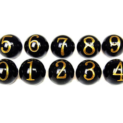 【粒販売】オニキス アルファベット 金色彫刻 丸玉 8mm A～Z & 0～9で選択【3粒販売】 4枚目の画像