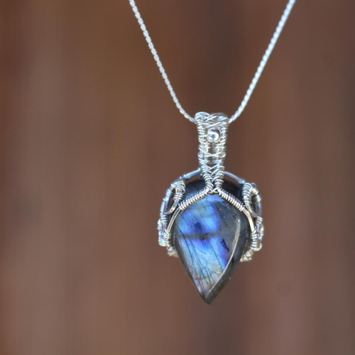 マルチカラーラブラドライト シルバー925 ワイヤーラッピング