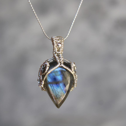 マルチカラーラブラドライト シルバー925 ワイヤーラッピング