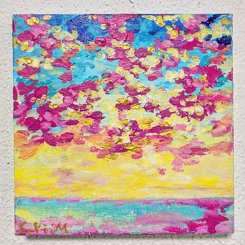 Nさま専用（原画）虹色の空と海【A5サイズ／水彩画／#2437】 Nさま専用（原画）虹色の空と海【A5サイズ／水彩画／#2437