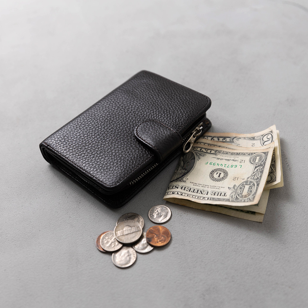 二つ折り財布 コンパクト 大容量 グレー 新品未使用 送料無料