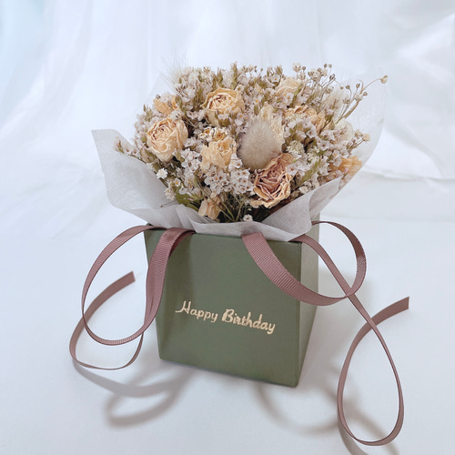 誕生日】ドライフラワー ボックスフラワー【選べる花色】Happy