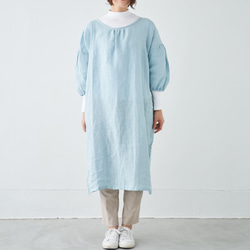 エプロンコート　apron coat / リネン　linen　サックス 2枚目の画像