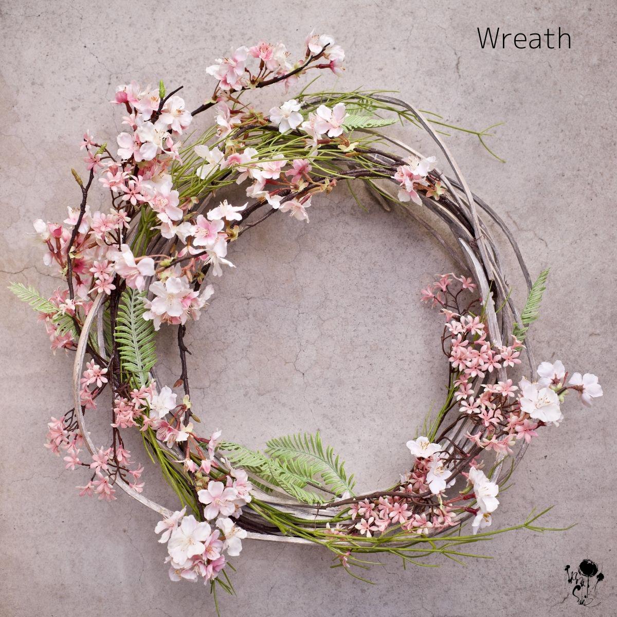 受注後制作商品　桜のドアリース インテリア 直径約50cm ピンク グレー リース