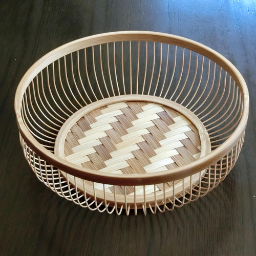 駿河竹千筋細工 盛籠80 煤竹 伝統工芸の竹細工 その他インテリア雑貨