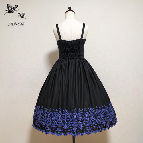 裾レースサンドレス(黒×青) ワンピース K211148 通販 13560679