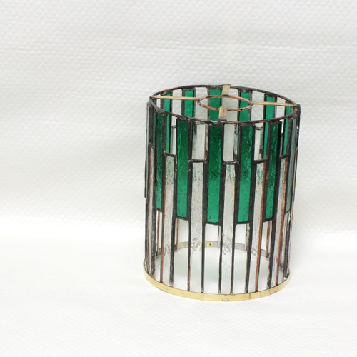 緑ストライプのダウンライト ver.1 ステンドグラスとLED（白昼色