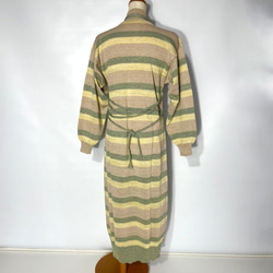 春ニット✿ストライプ グリッター ニットワンピース　297 BEIGE YELLOW GREEN STRIPE OP 4枚目の画像