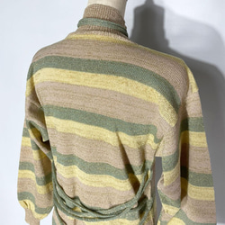 春ニット✿ストライプ グリッター ニットワンピース　297 BEIGE YELLOW GREEN STRIPE OP 8枚目の画像