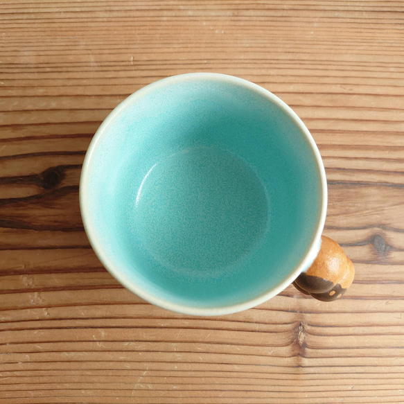 チョコ掛けドーナツマグカップ　ホワイト/空色 3枚目の画像