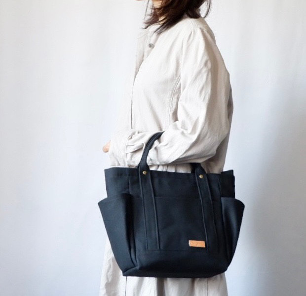 スッキリなのに大容量◇ポケットトートＭ◇倉敷帆布