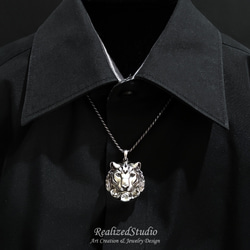 生肖虎年 / 立體虎首造型 925純銀 老虎珠寶設計吊墜 第4張的照片