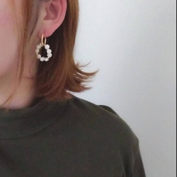 【2way】淡水パールのフープピアス/イヤリング 1枚目の画像