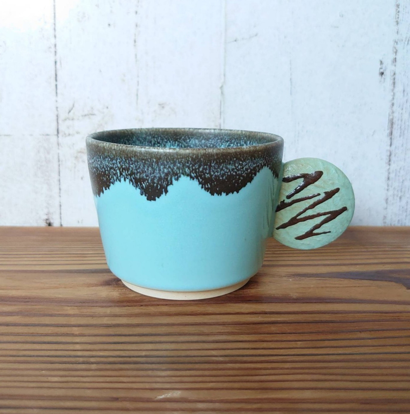 チョコ掛けミントクッキーマグカップ ブラウン/空色 マグカップ tama10