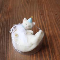 冬の箱ねこ★送料400円　Φ12cm　ｂ 3枚目の画像