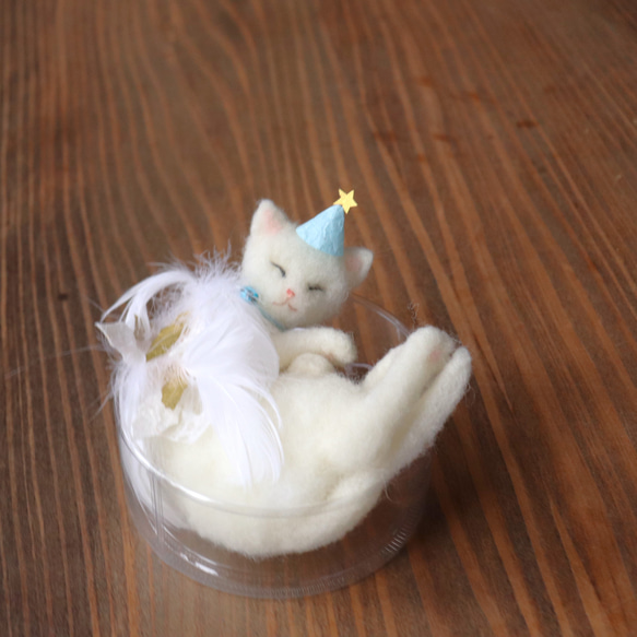 冬の箱ねこ★送料400円　Φ12cm　ｂ 6枚目の画像