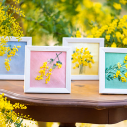 ミモザの花刺繍キット＿カラフルなぼかし生地をキャンバスにミモザの花を刺繍しましょう 1枚目の画像