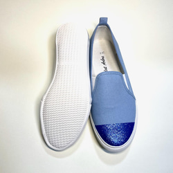 價格便宜♪ 輕懶人鞋（淡藍色×藍色閃光）22.5cm～24.5cm 腳趾顏色可半訂購 第6張的照片
