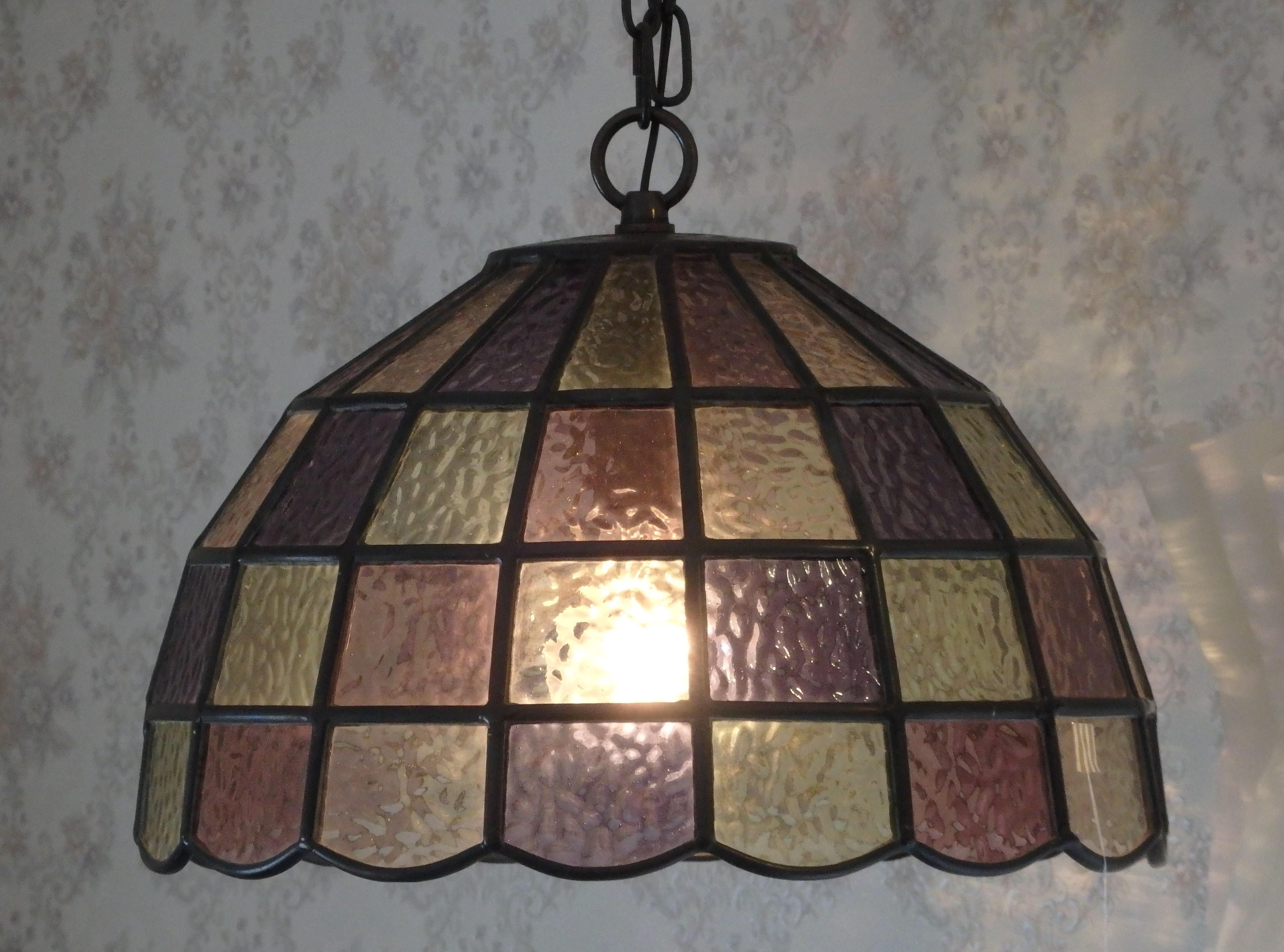 ステンドグラス☆ペンダントライト(格子模様)