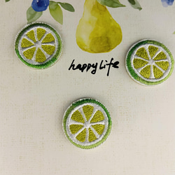 3枚入　青いレモン刺繍アイロンワッペンシールタイプ 1枚目の画像