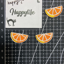 3枚入　オレンジ　みかん刺繍アイロンワッペンシールタイプ 2枚目の画像
