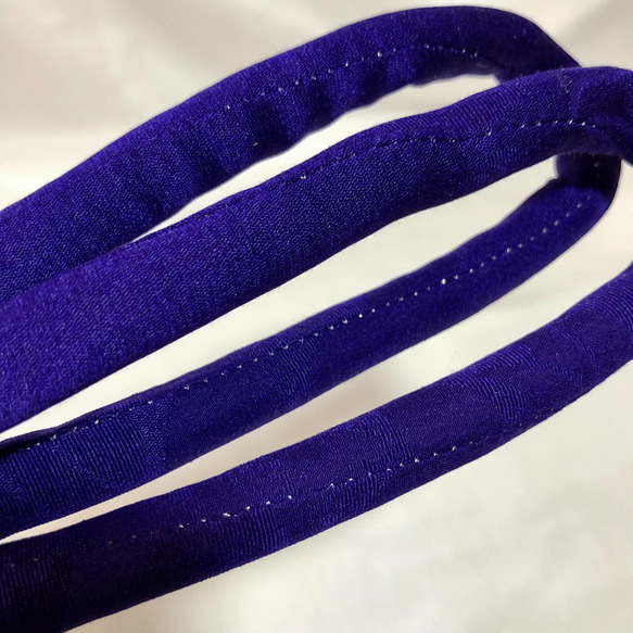 帯締め　丸ぐけ　青紫　帯留め　シルバー系グラデーション　ビーズ編みリング 4枚目の画像