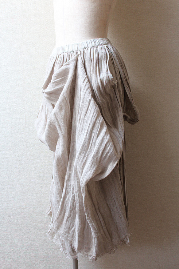 ◉アレンジ自在◉ ローシルクリネン　ダブルロングスカート 13枚目の画像