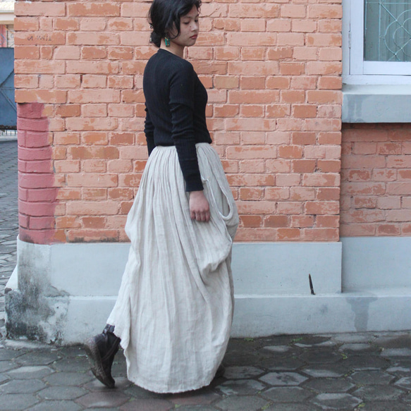 ◉アレンジ自在◉ ローシルクリネン　ダブルロングスカート 7枚目の画像