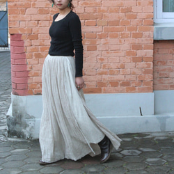 ◉アレンジ自在◉ ローシルクリネン　ダブルロングスカート 11枚目の画像