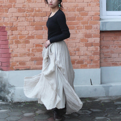 ◉アレンジ自在◉ ローシルクリネン　ダブルロングスカート 4枚目の画像