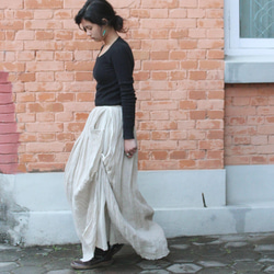 ◉アレンジ自在◉ ローシルクリネン　ダブルロングスカート 8枚目の画像