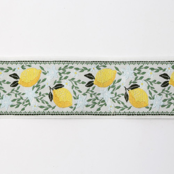 ドイツ製 カフカ・リボン ジャガード織り 幅4cm 50cm売り シトラス 1枚目の画像