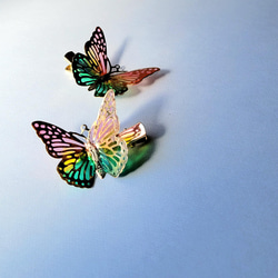 春色蝶々のヘアクリップセット【受注制作】 1枚目の画像
