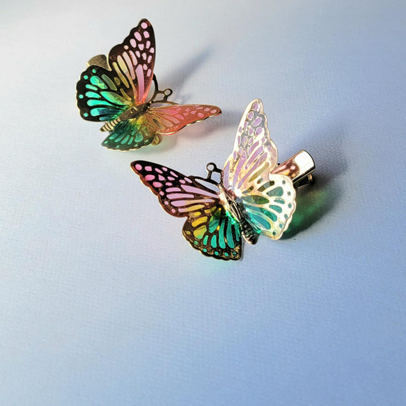 春色蝶々のヘアクリップセット【受注制作】 3枚目の画像