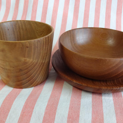 桑の木のミニカップと豆皿2枚セット 5枚目の画像