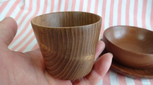 桑の木のミニカップと豆皿2枚セット 6枚目の画像