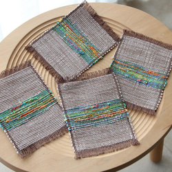 《おうち時間を楽しむ》おしゃれな手織りコースター　 ナチュラル/ティータイム/敷物 4枚目の画像