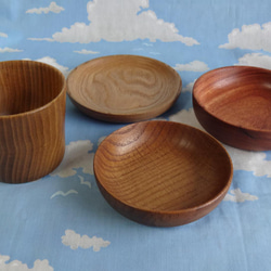 桑の木のミニカップと3種の豆皿セット 2枚目の画像