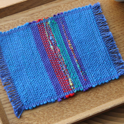 《おうち時間を楽しむ》おしゃれな手織りコースター　 オリエンタルブルー/ティータイム/敷物 3枚目の画像